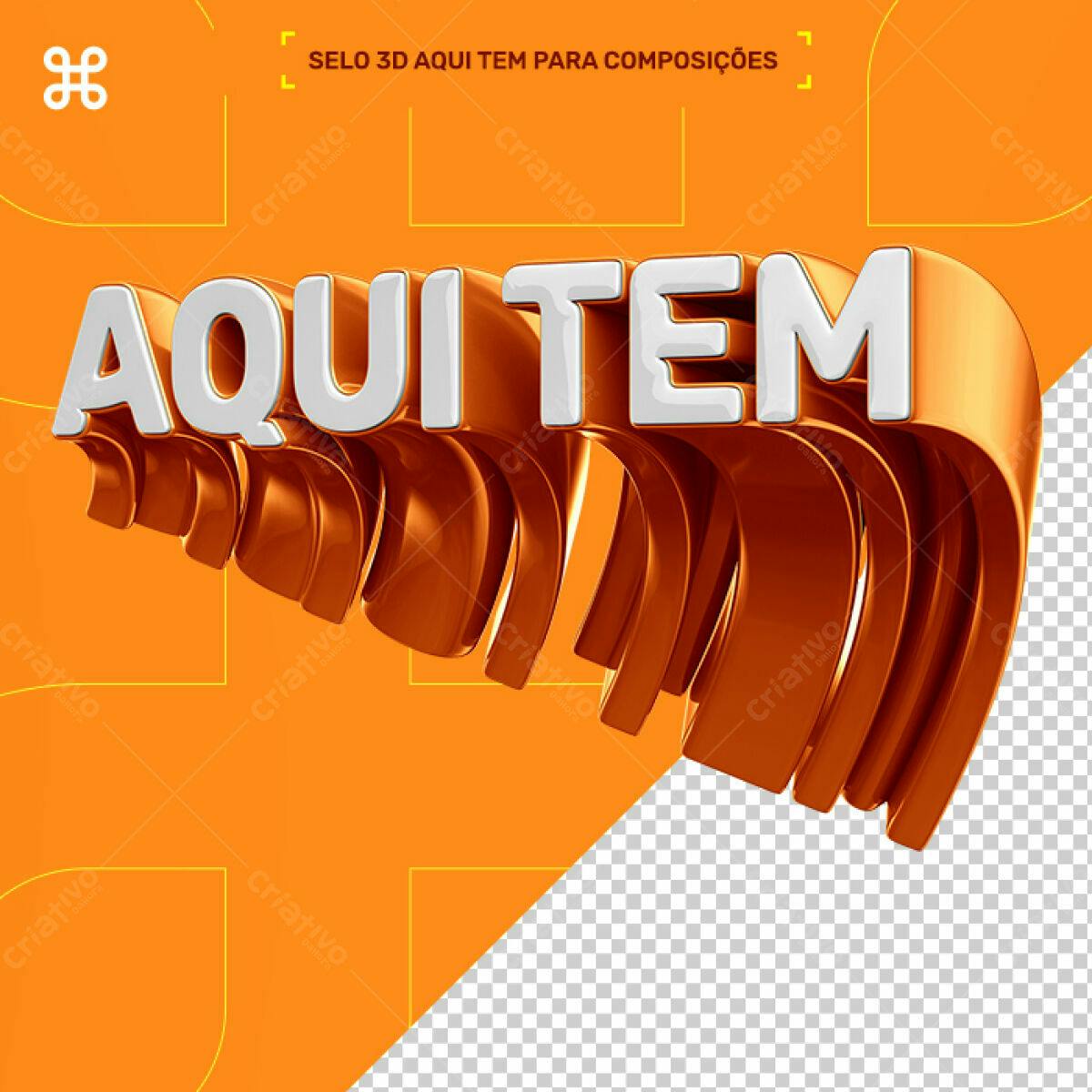 Selo 3D promocional metálico laranja e branco