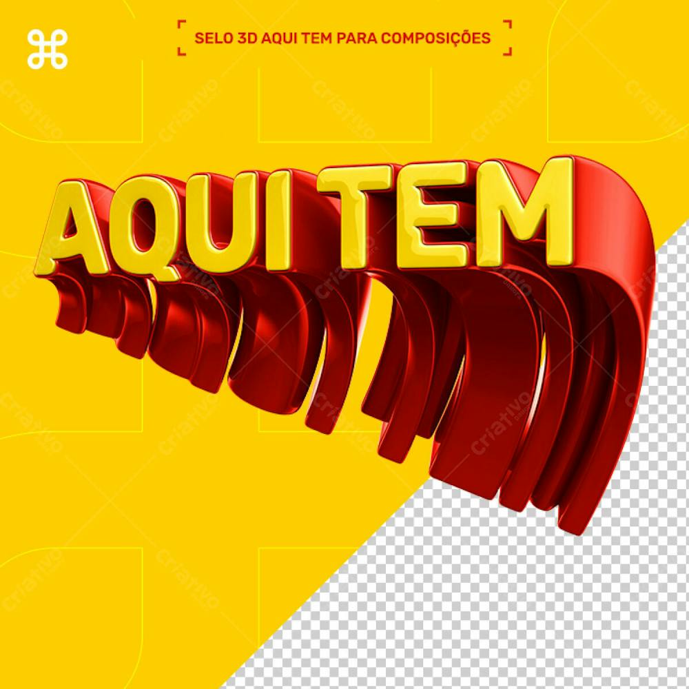 Selo 3D Supermercado Mercado Amarelo Aqui Tem Ofertas Psd