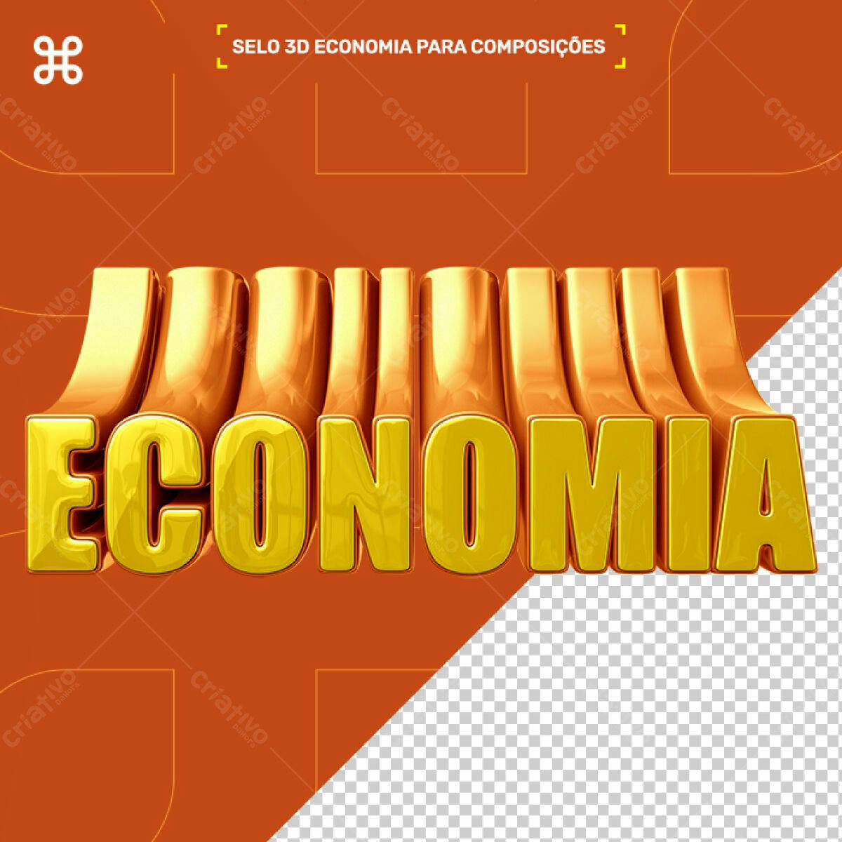 Selo 3D dourado metalizado para economia