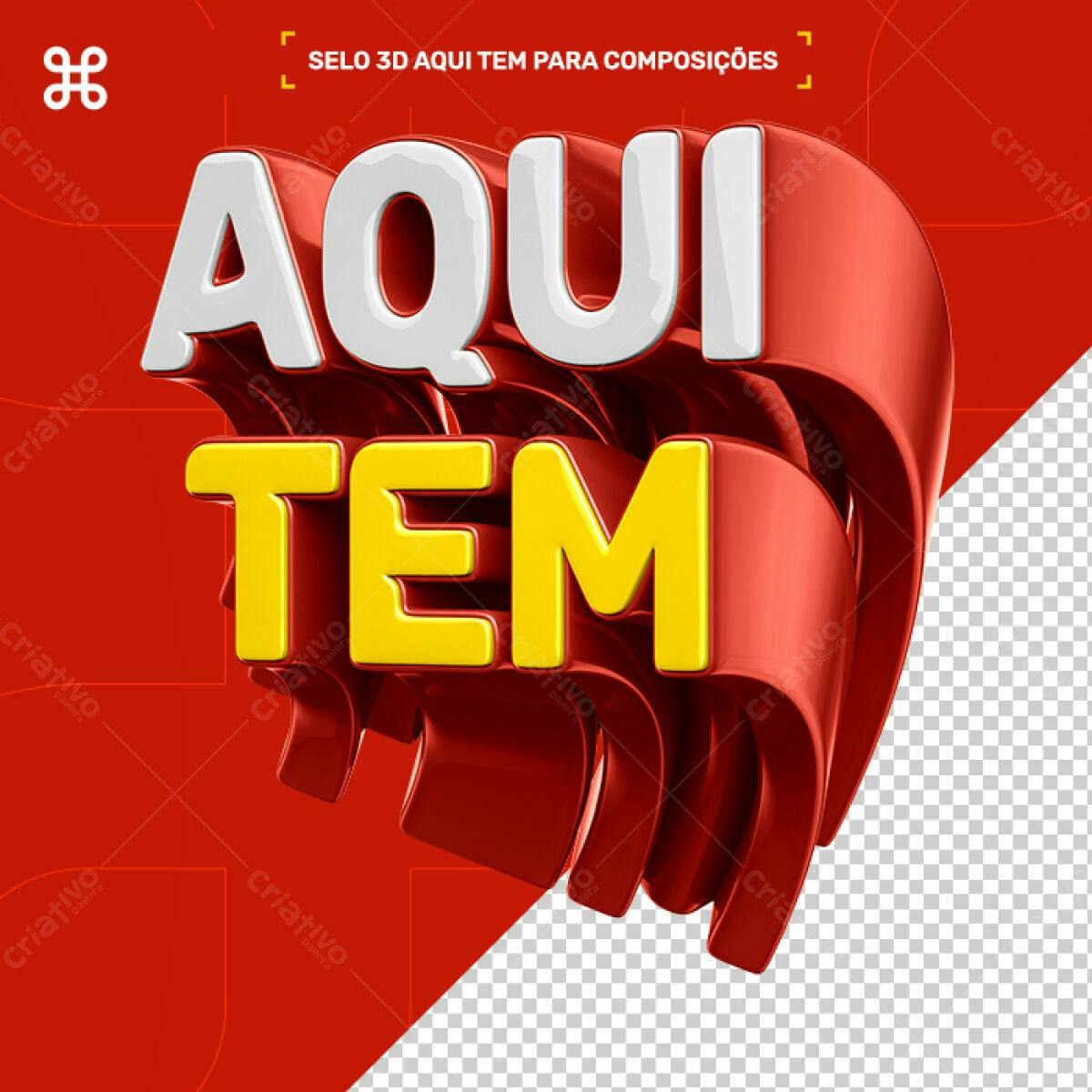 Selo 3D promocional vermelho e amarelo