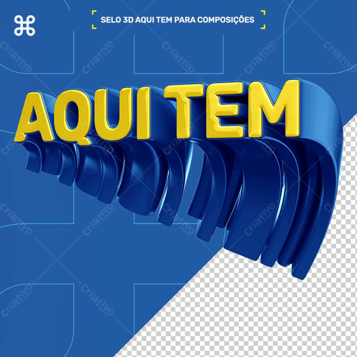 Selo 3D decorativo azul e dourado metálico