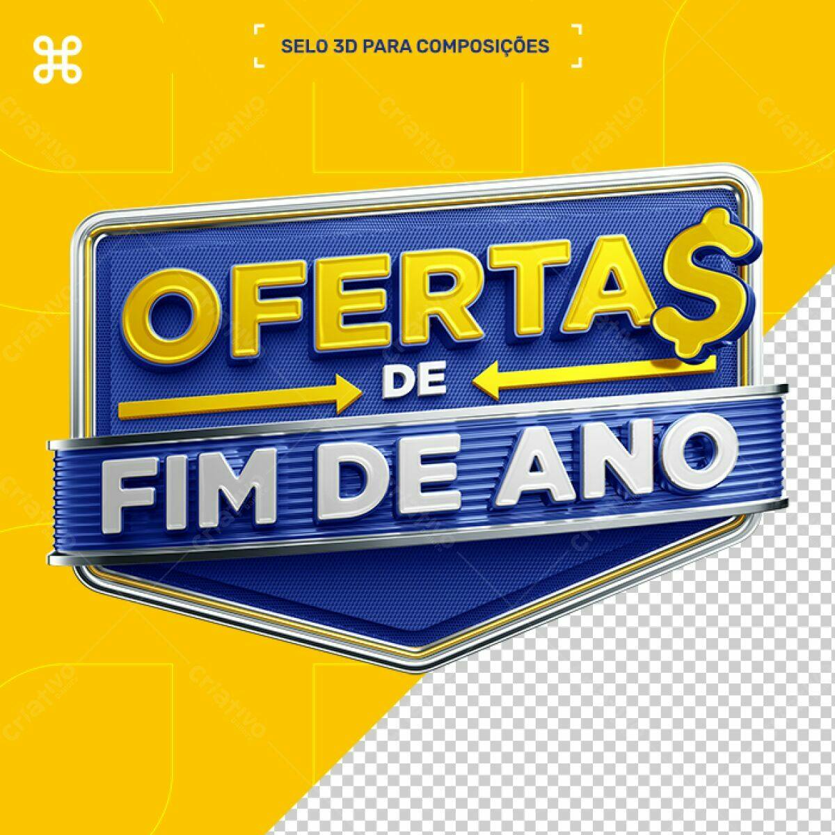 Selo 3D promocional azul e dourado metalizado