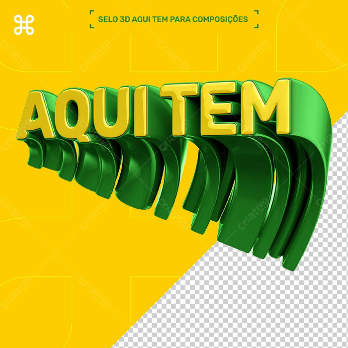 Selo 3D promocional verde e dourado tridimensional