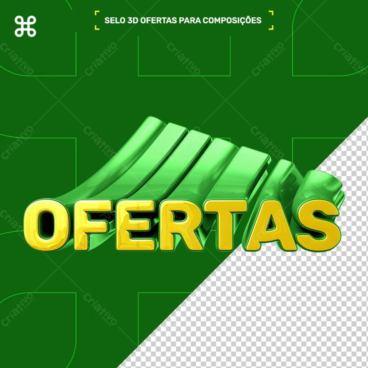 Selo 3D promocional verde e dourado metálico