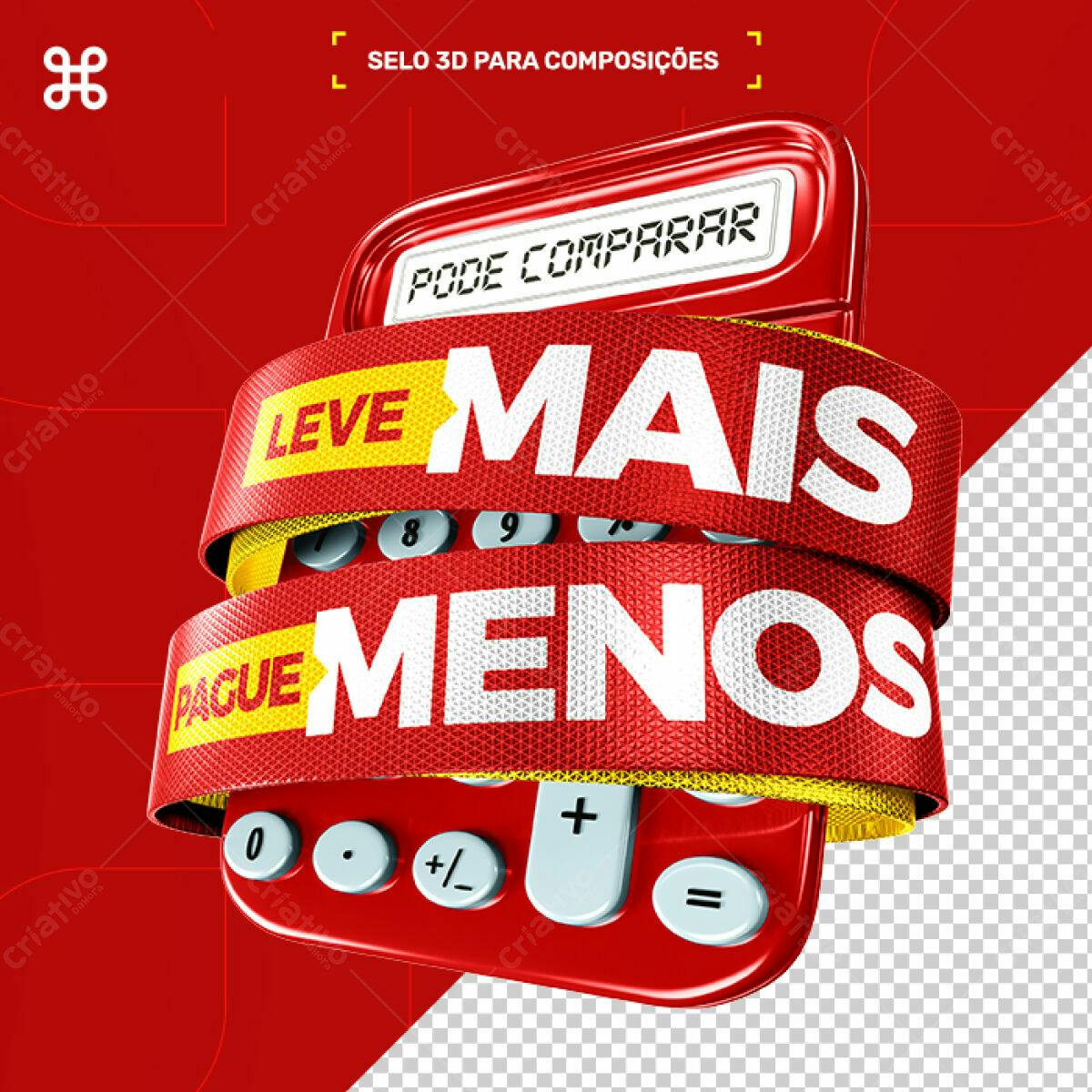Selo 3D promocional vermelho e amarelo