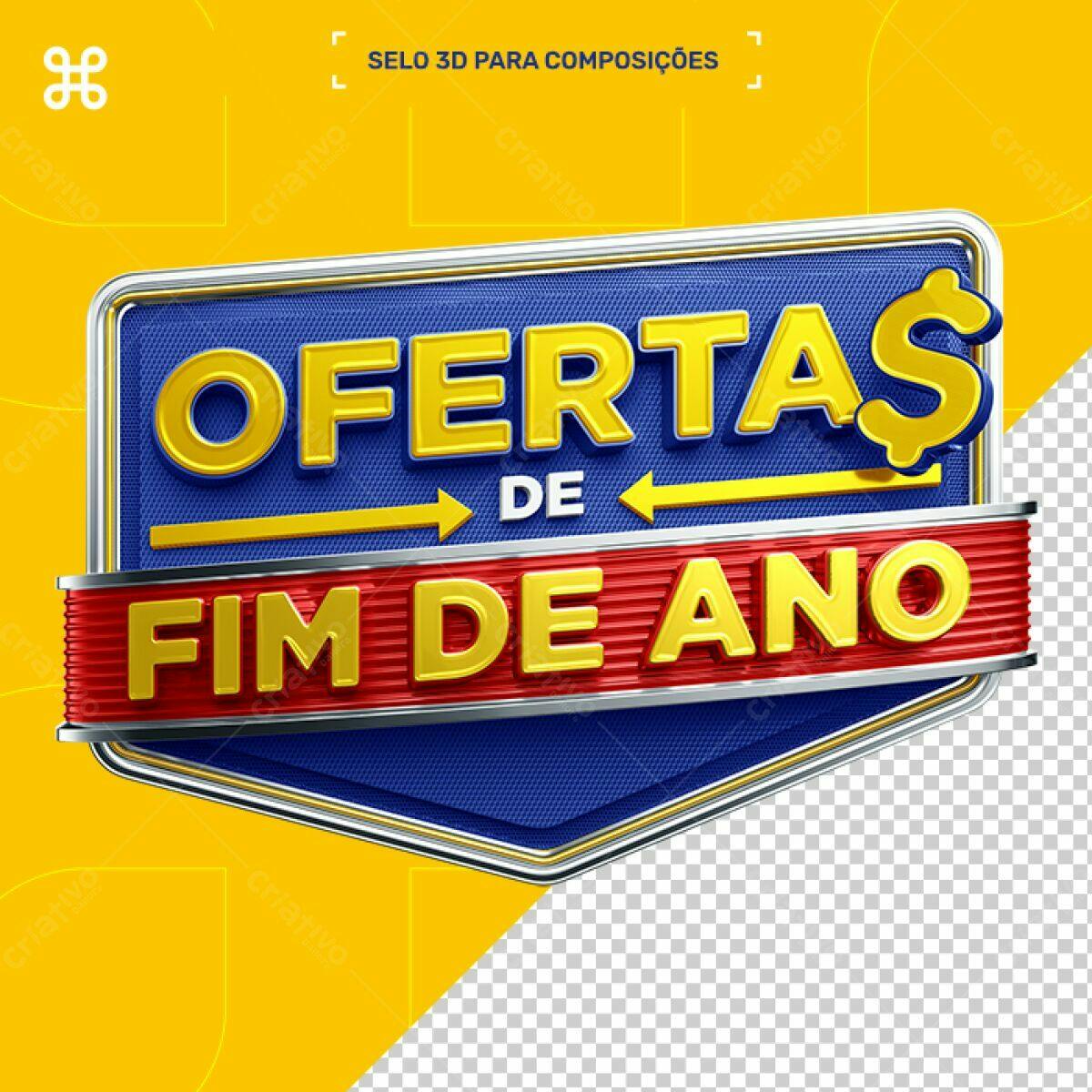Selo 3D promocional Fim de Ano azul dourado