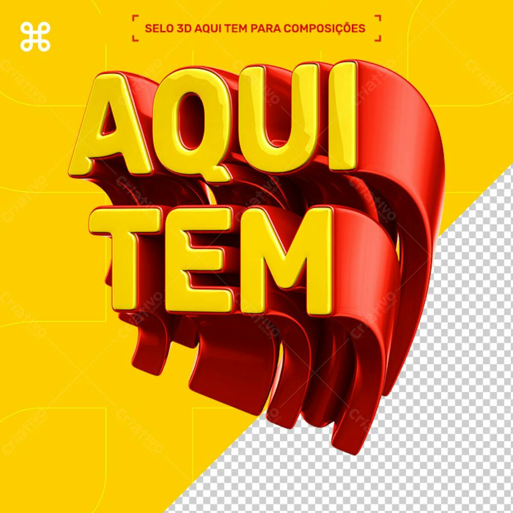 Selo 3D Amarelo Supermercado Mercado Aqui Tem Ofertas Psd