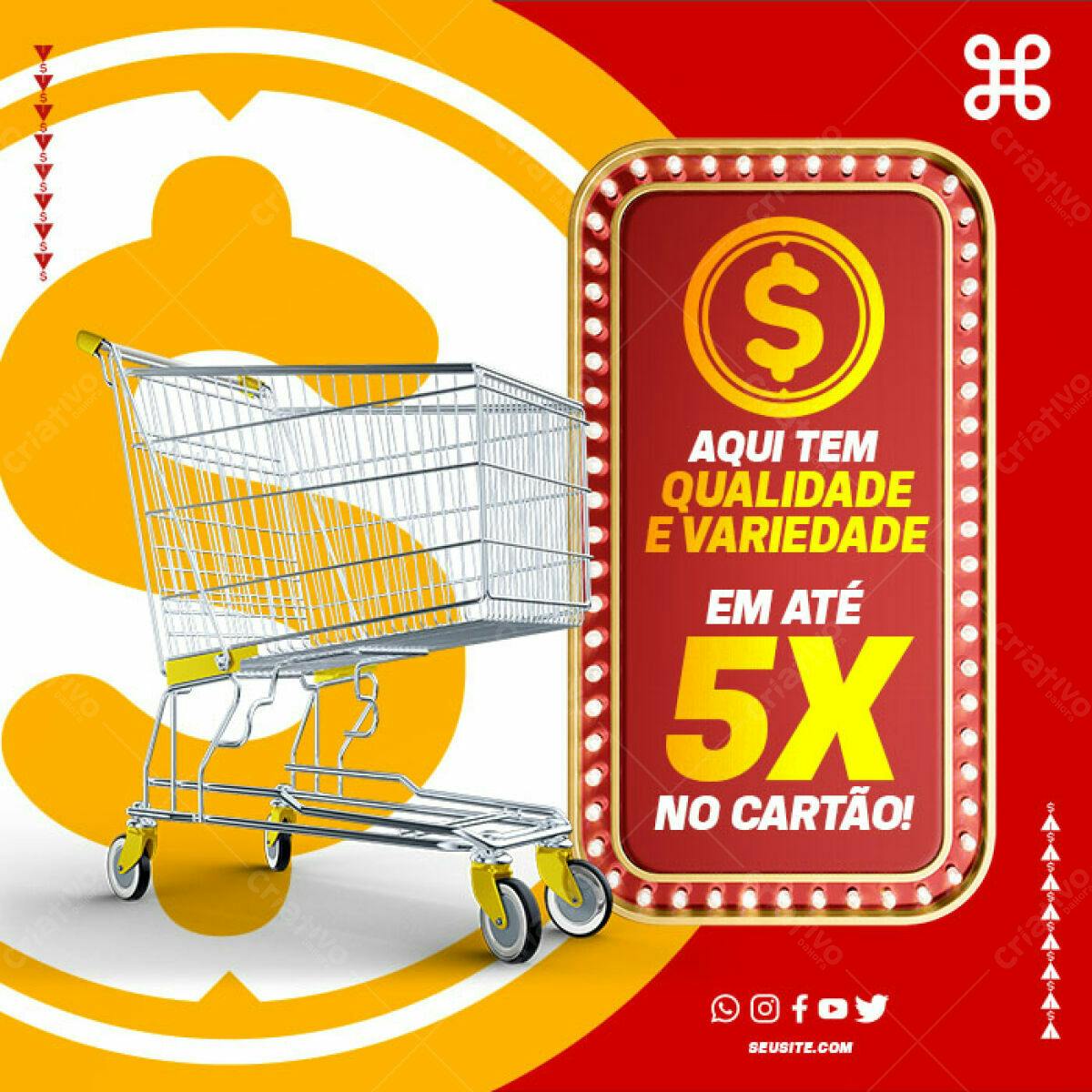 Carrinho de Compras Oferta 5x no Cartão PSD Editável