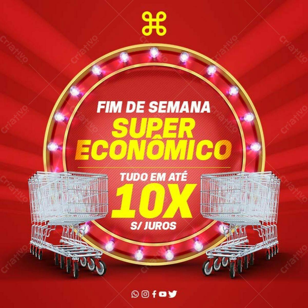 Flyer Fim de Semana Super Econômico PSD Editável