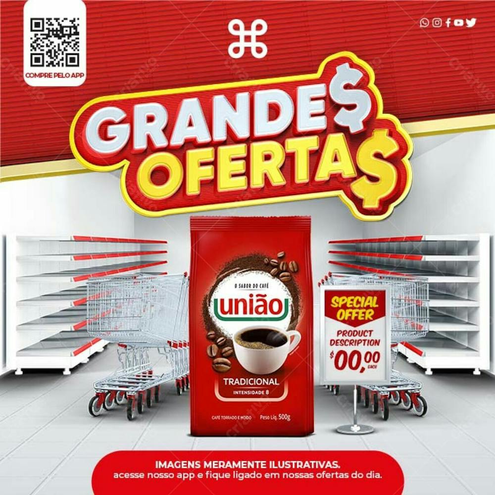 Grande Oferta Mercado Café União Psd Editável