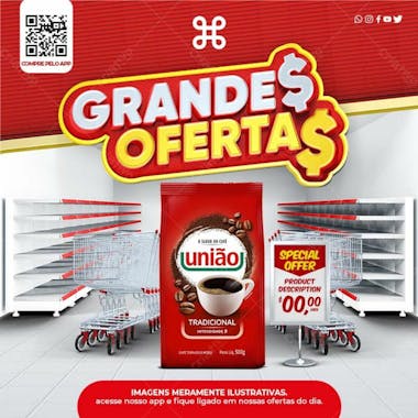 Grande oferta mercado café união psd editável