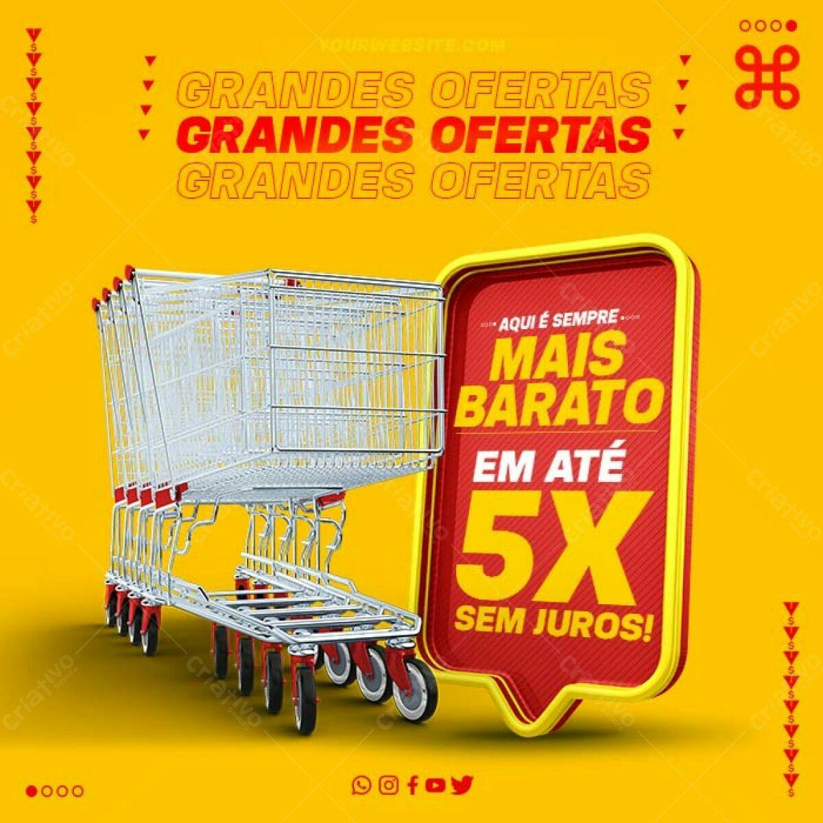 Carrinho de Compras Grandes Ofertas PSD Editável