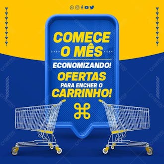 Mês da economia ofertas supermercado mercado psd