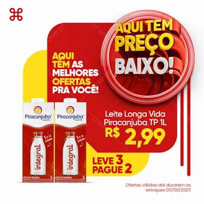 Oferta Leite Piracanjuba Mercado Psd Editável