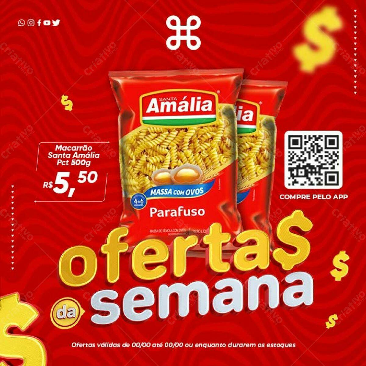Flyer Ofertas Semana Macarrão Santa Amália PSD Editável