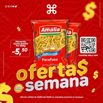 Oferta semanal mercado supermercado macarrão psd
