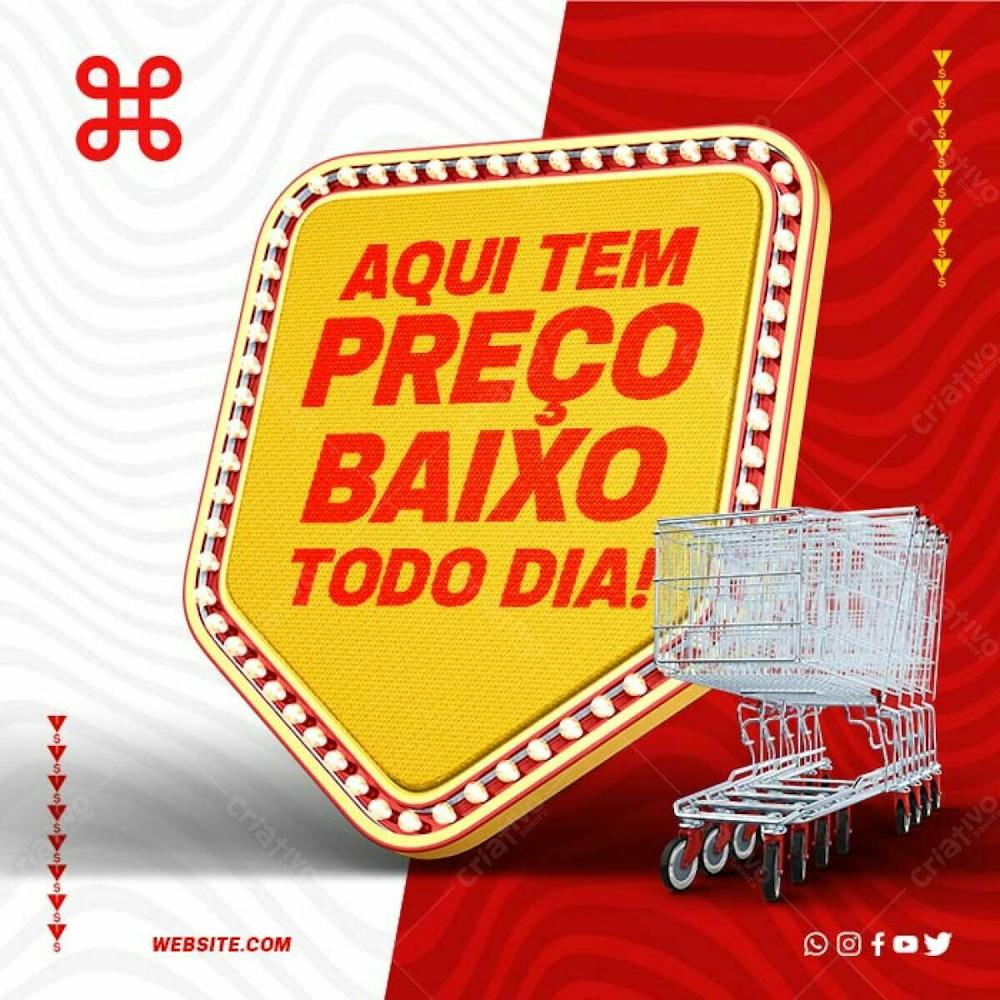 Preço Baixo Todo Dia Supermercado Mercado Psd Editável