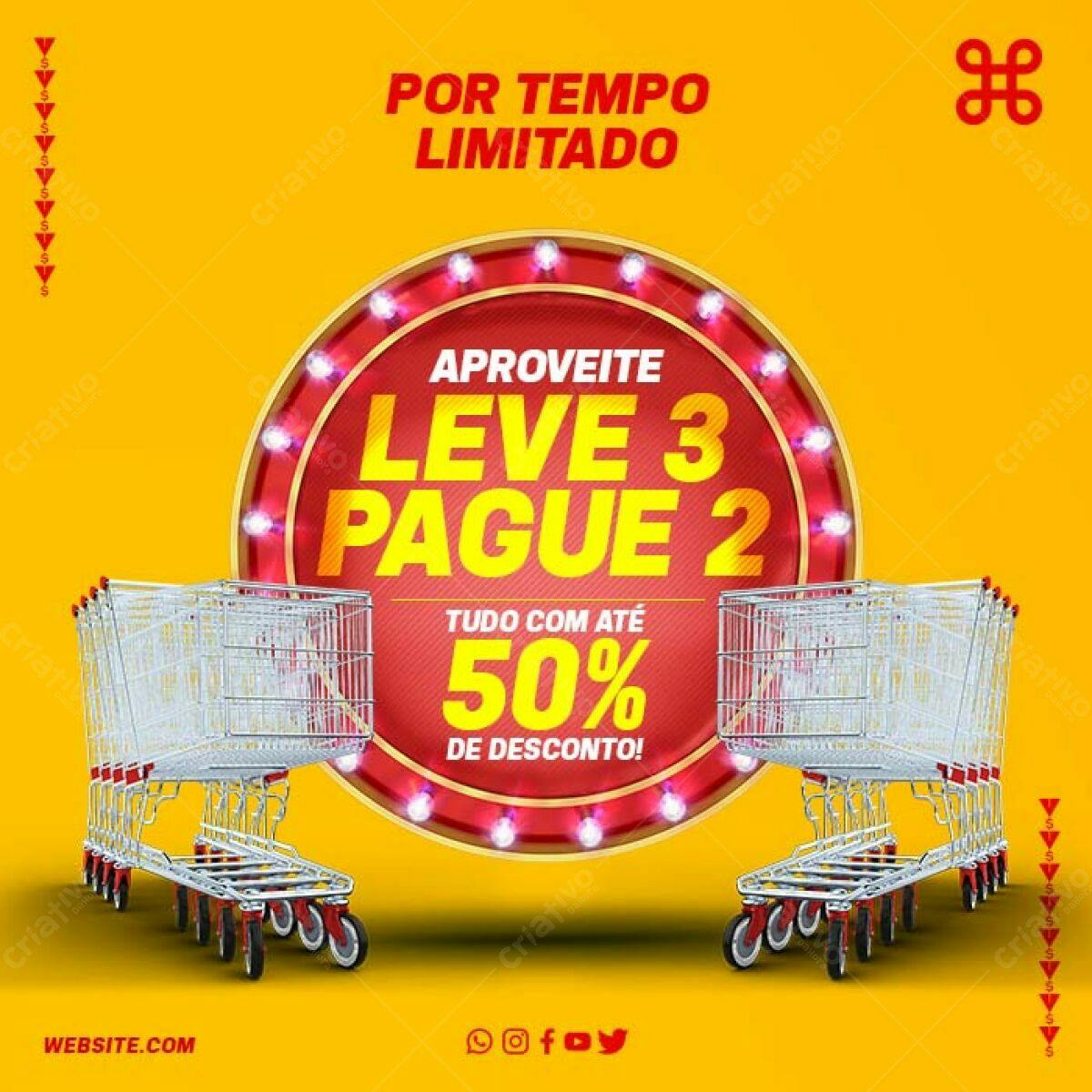 Flyer Promoção Leve 3 Pague 2 PSD Editável