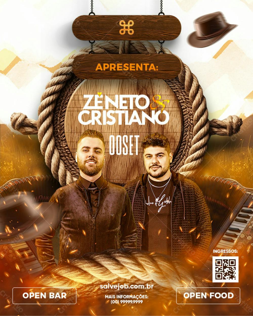 Flyer Balada Show Sertanjo Zé Neto E Cristiano Psd Editavel