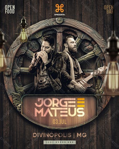 Jorge e mateus flyer sertanejo show psd