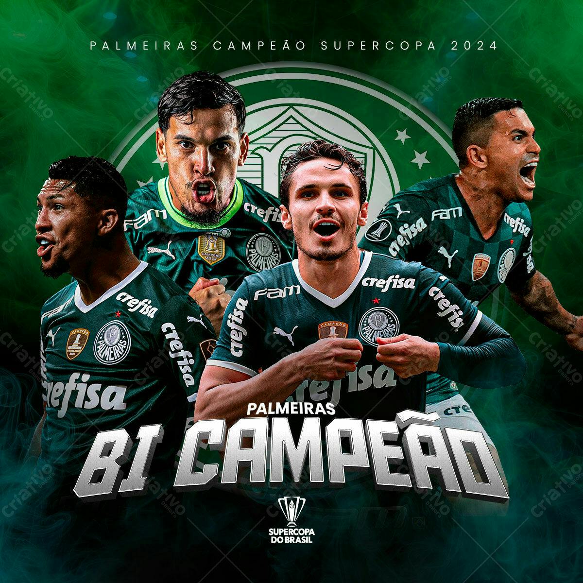 Flyer Palmeiras Campeão Supercopa 2024 PSD Editável