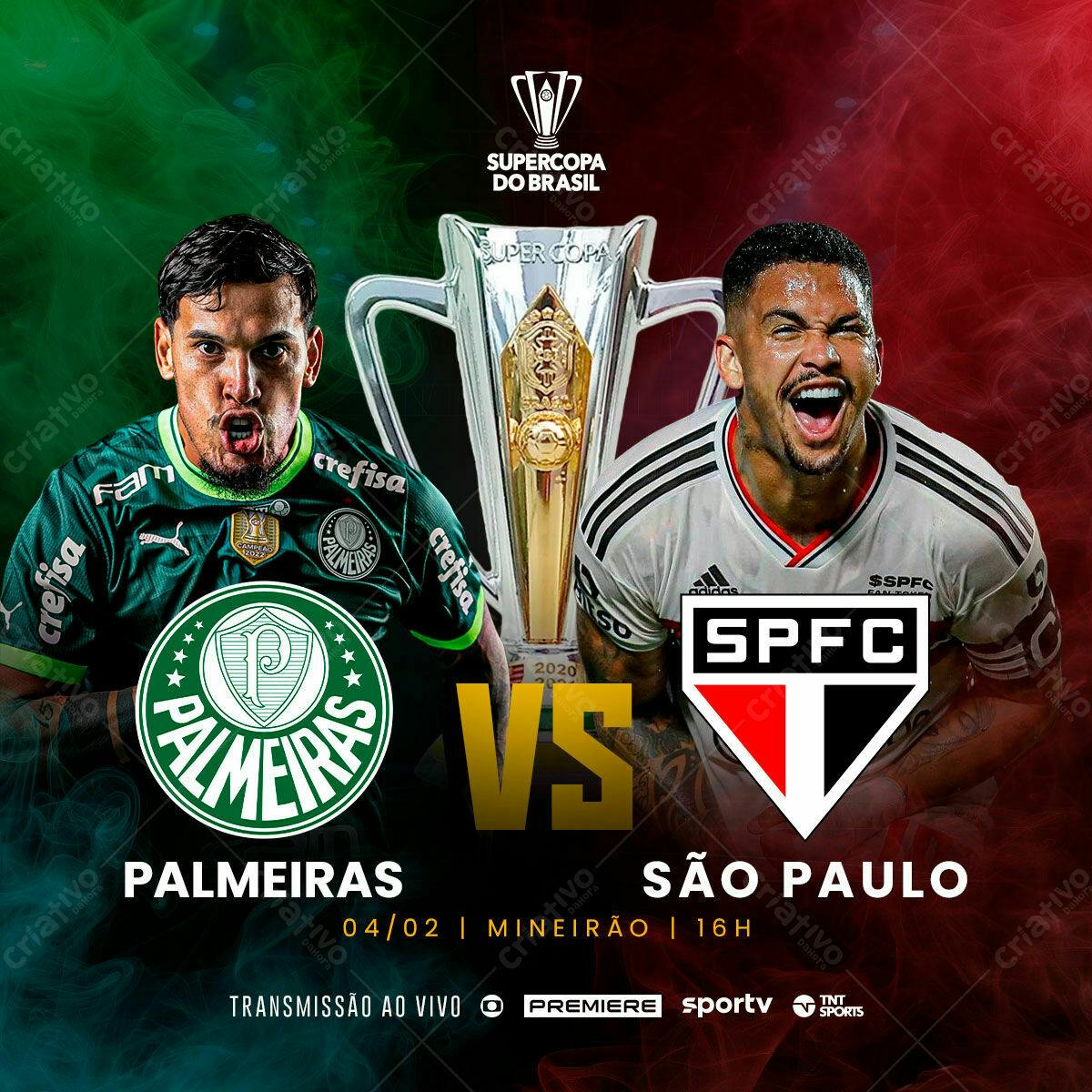 Flyer Supercopa do Brasil Palmeiras x São Paulo PSD Editável