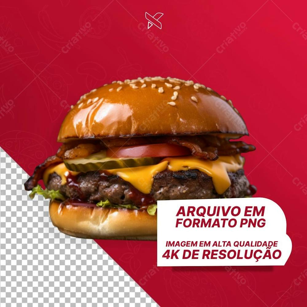 Hamburguer Imagem Sem Fundo Transparente 4K De Resolução
