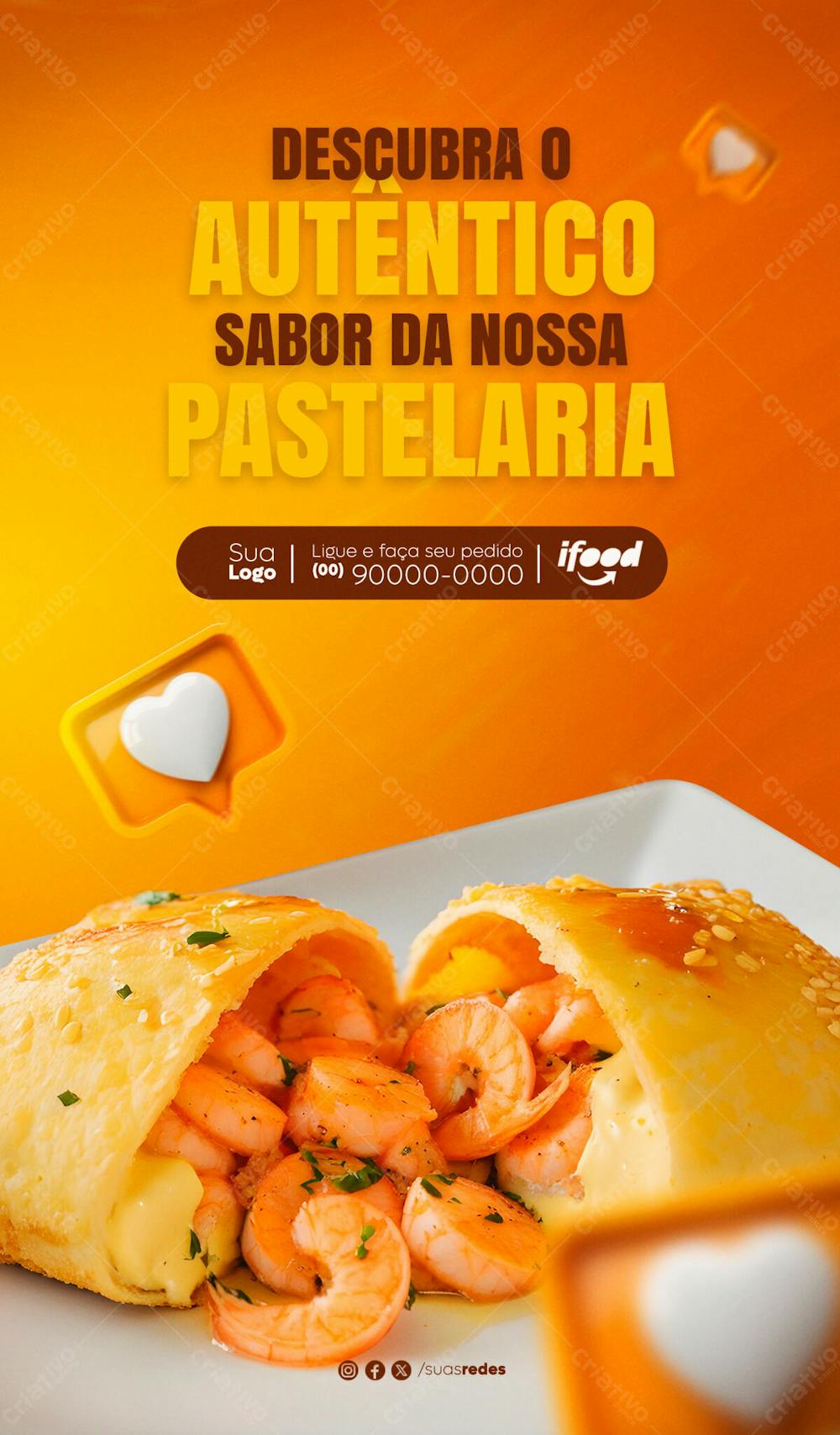 Sabor Autêntico Pastelaria Pastel Social Media Post Story