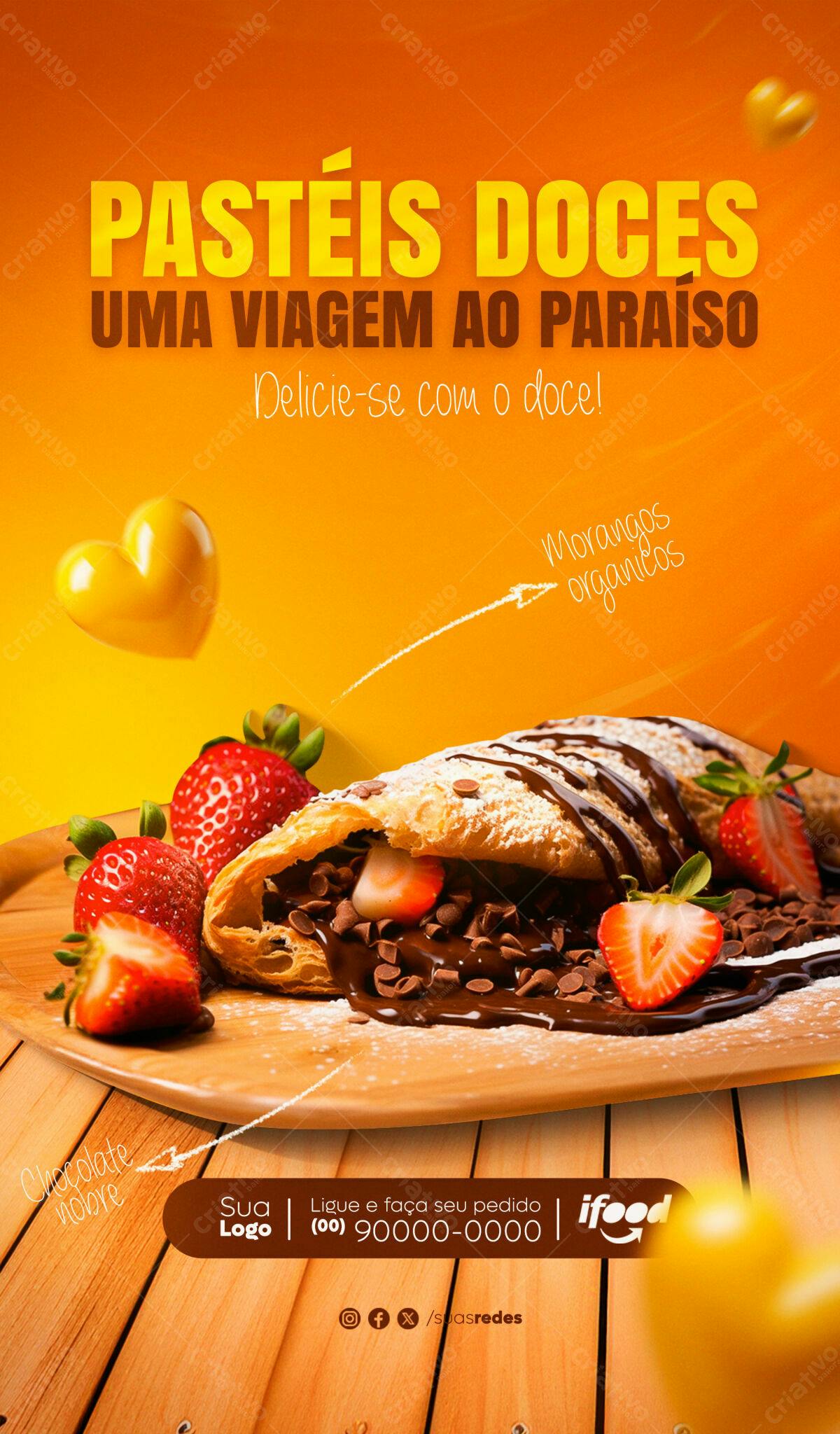 Flyer para Doce Pastéis PSD Editável