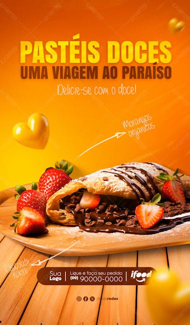 Pastéis doces uma viagem ao paraíso pastelaria pastel social media post story