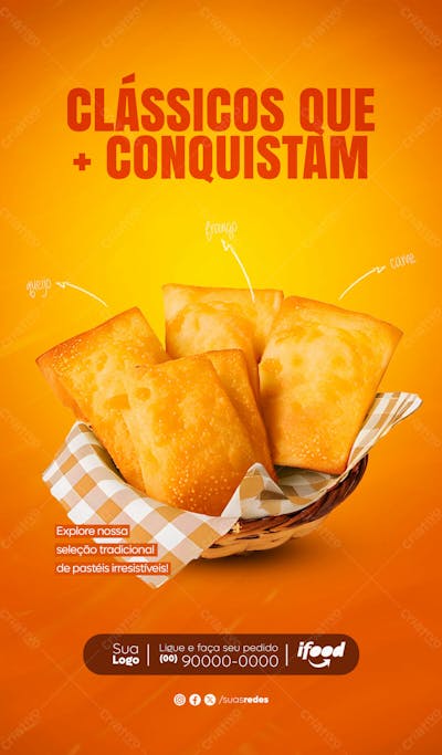 Clássicos Que Conquistam Pastelaria Pastel Social Media Post Story