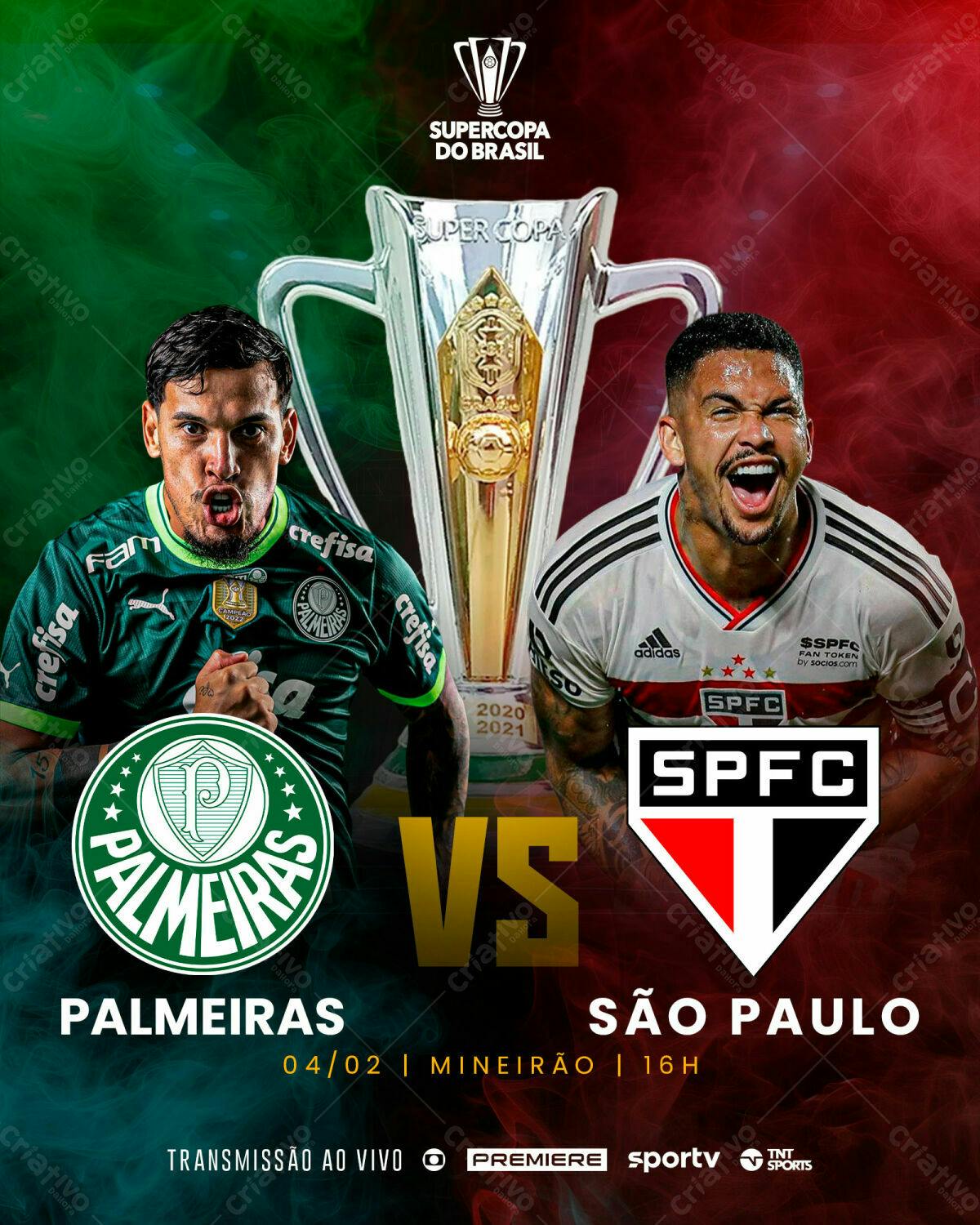 Flyer Supercopa do Brasil Palmeiras x São Paulo PSD Editável