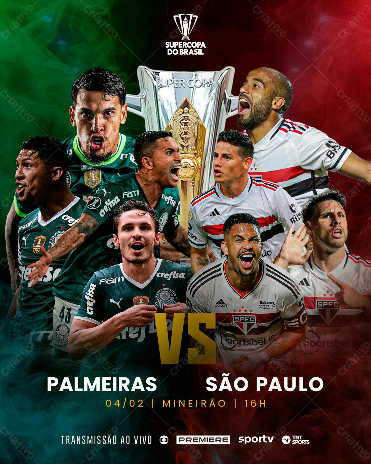 Flyer Supercopa do Brasil Palmeiras x São Paulo PSD Editável