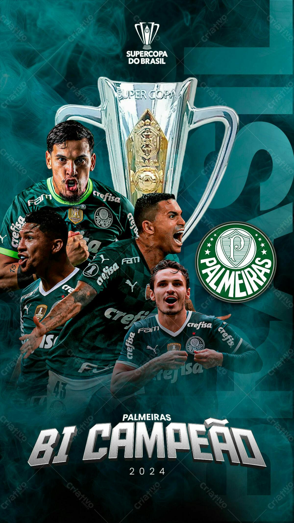 Flyer Palmeiras Bicampeão Supercopa do Brasil PSD Editável