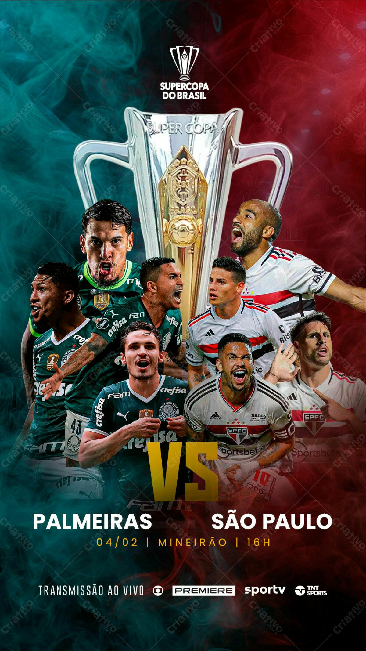 Flyer Palmeiras x São Paulo Supercopa PSD Editável
