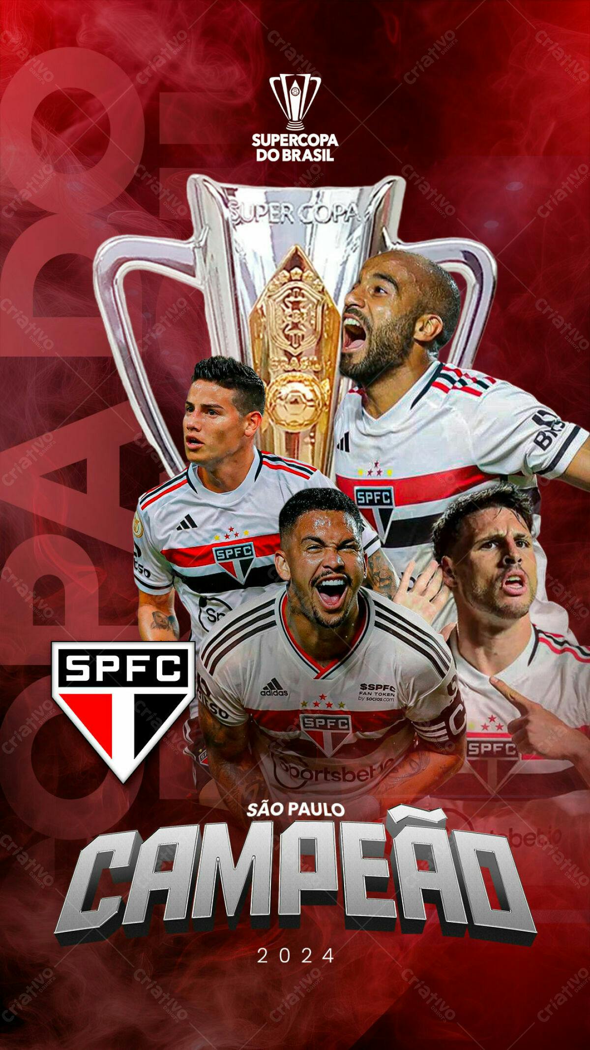 Poster Supercopa do Brasil São Paulo Campeão 2024 PSD Editável