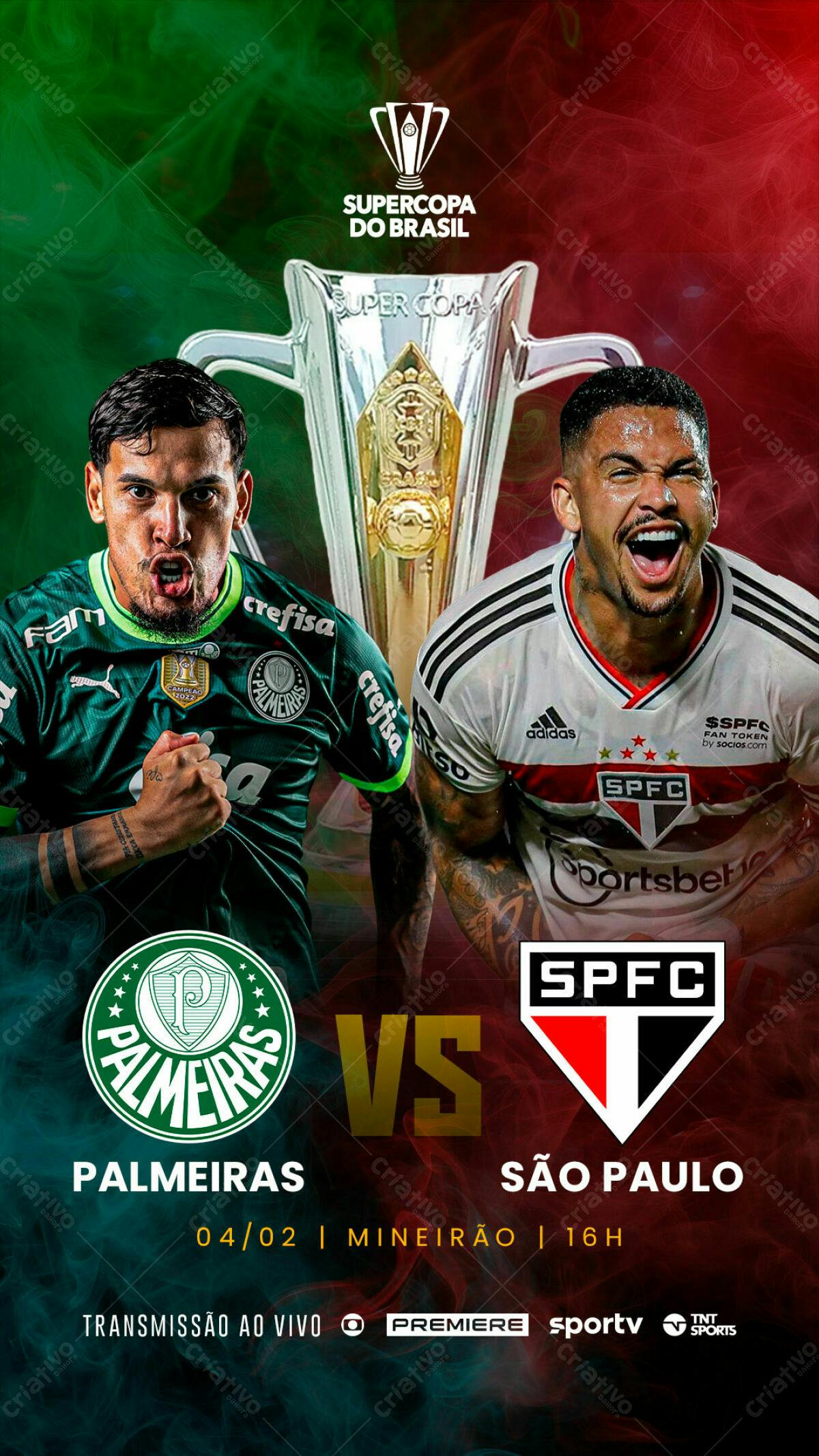 Flyer Supercopa do Brasil Palmeiras x São Paulo PSD Editável