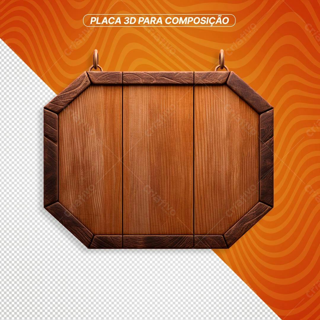 Placa de Madeira PNG com fundo transparente