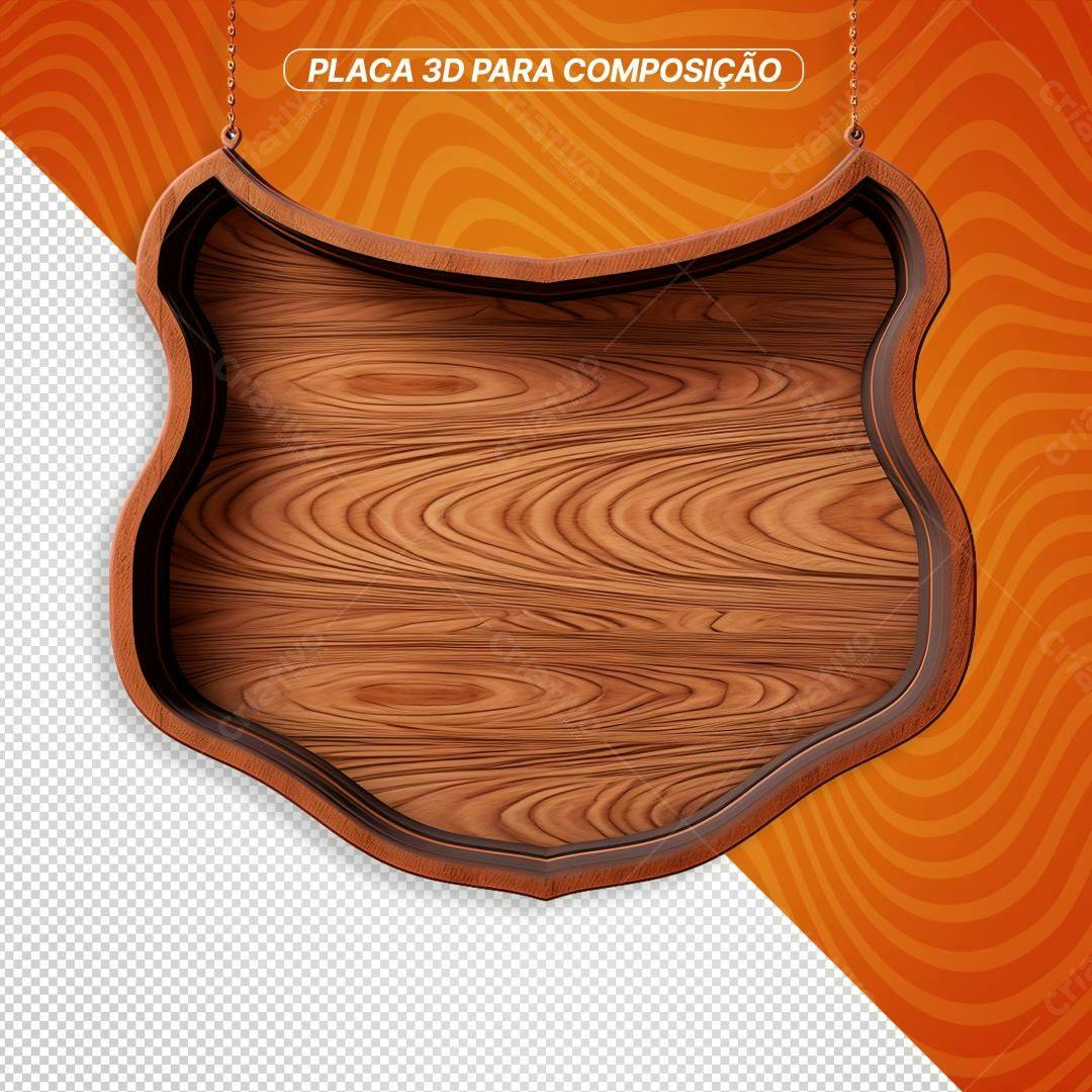 Placa de Madeira 3D PNG com fundo transparente