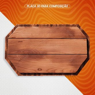 Placa 3d de madeira perfeita para sua composição png