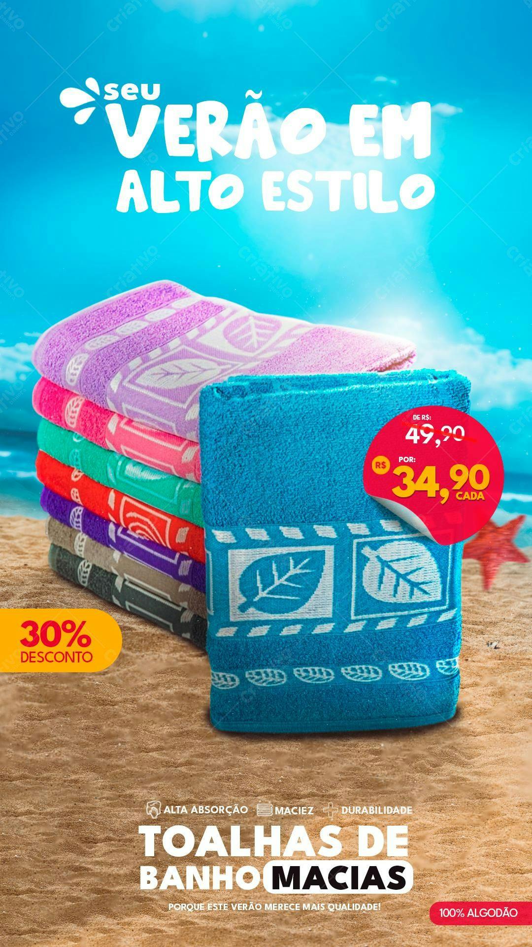 Flyer para Promoção de Verão de Toalhas PSD Editável
