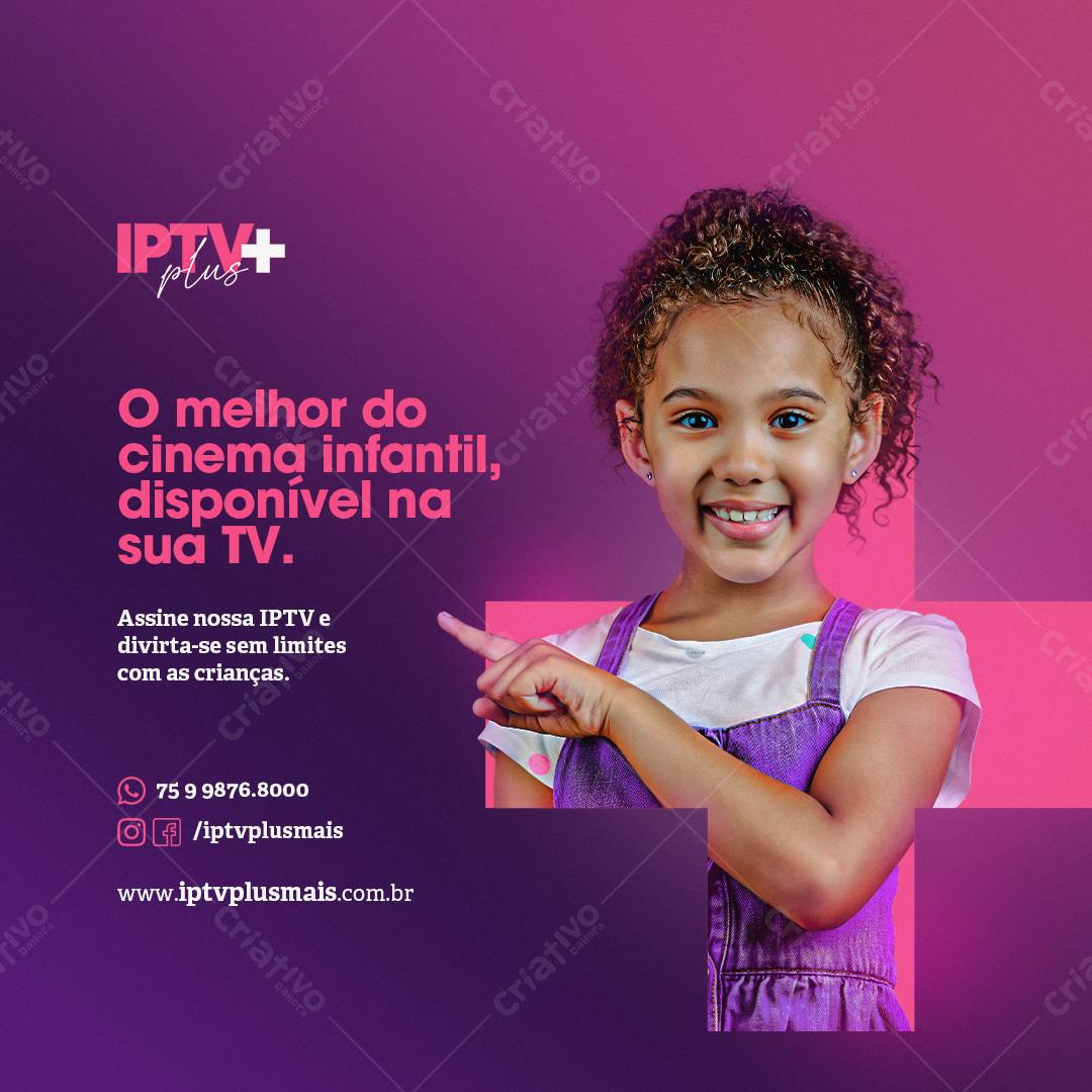 Menina apontando IPTV Plus cinema infantil