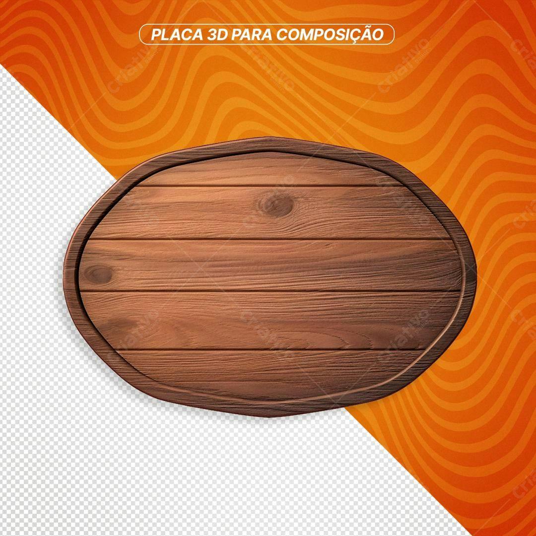 Placa de madeira oval PNG com fundo transparente