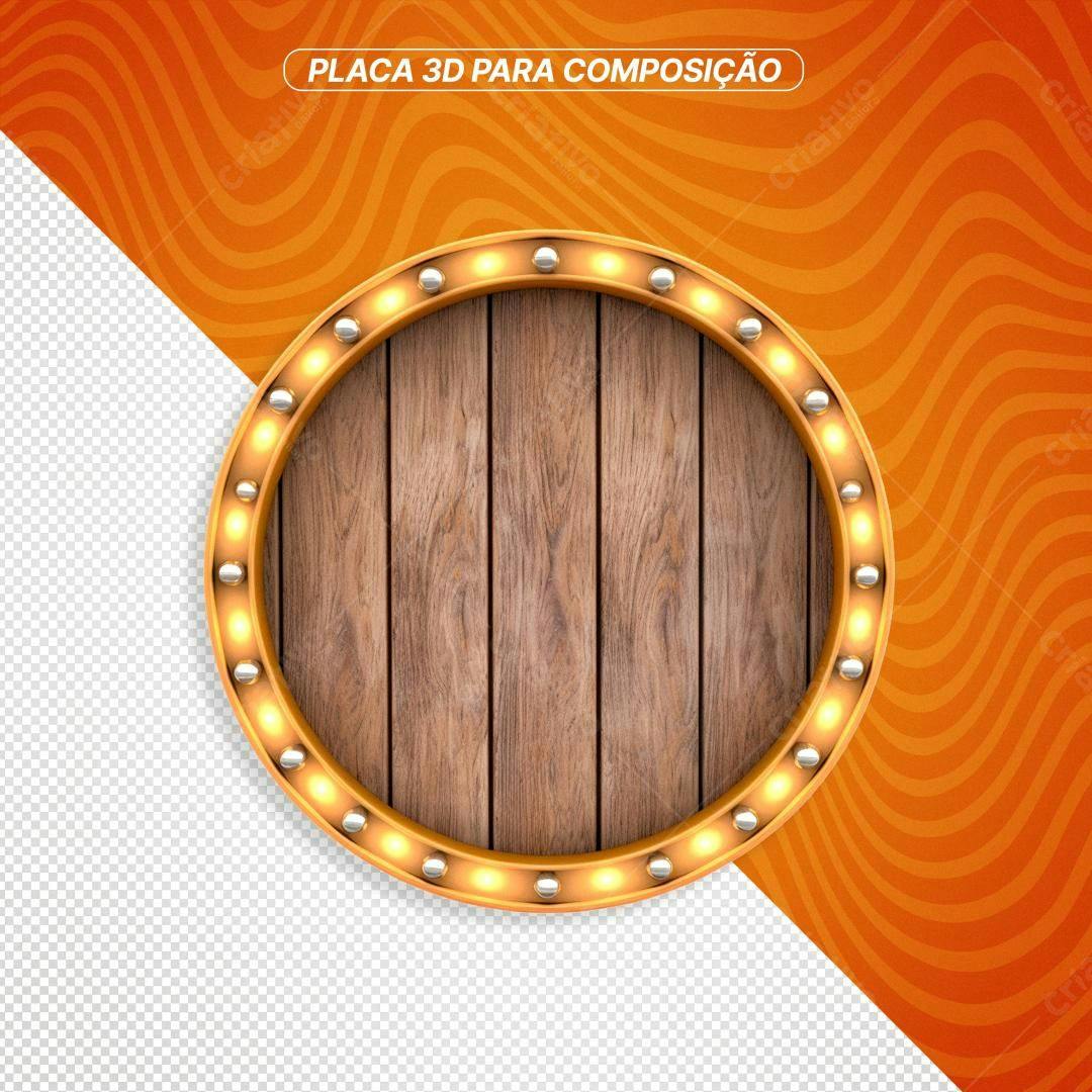 Moldura circular madeira PNG com fundo transparente
