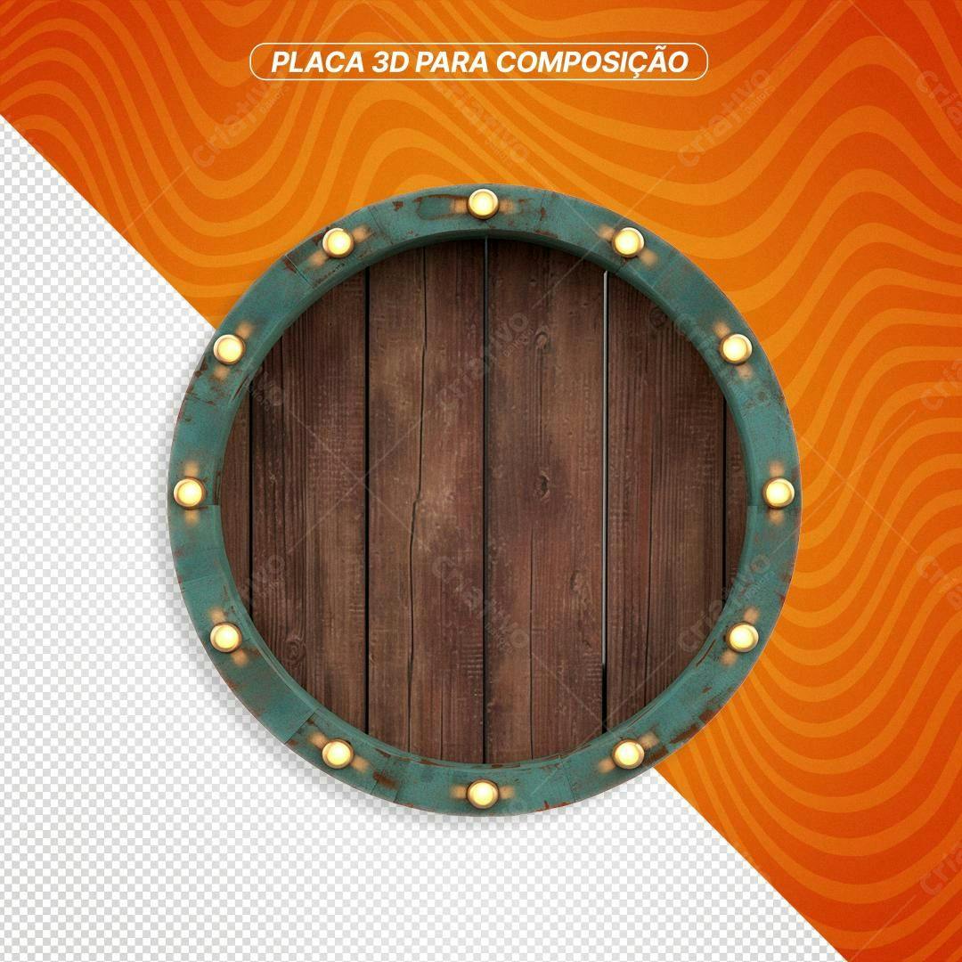Moldura Circular Madeira PNG com fundo transparente