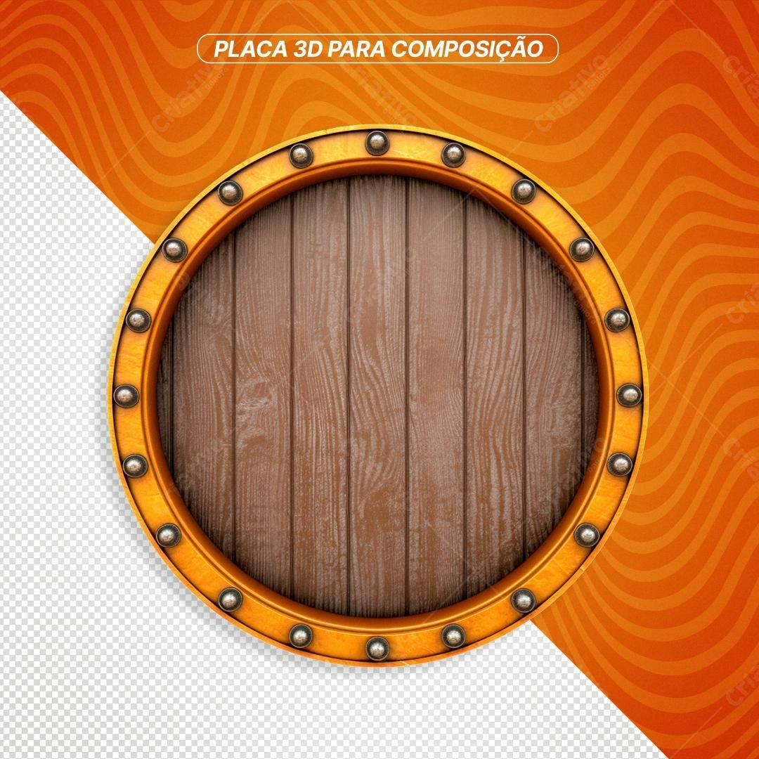 Moldura Circular Madeira PNG com fundo transparente
