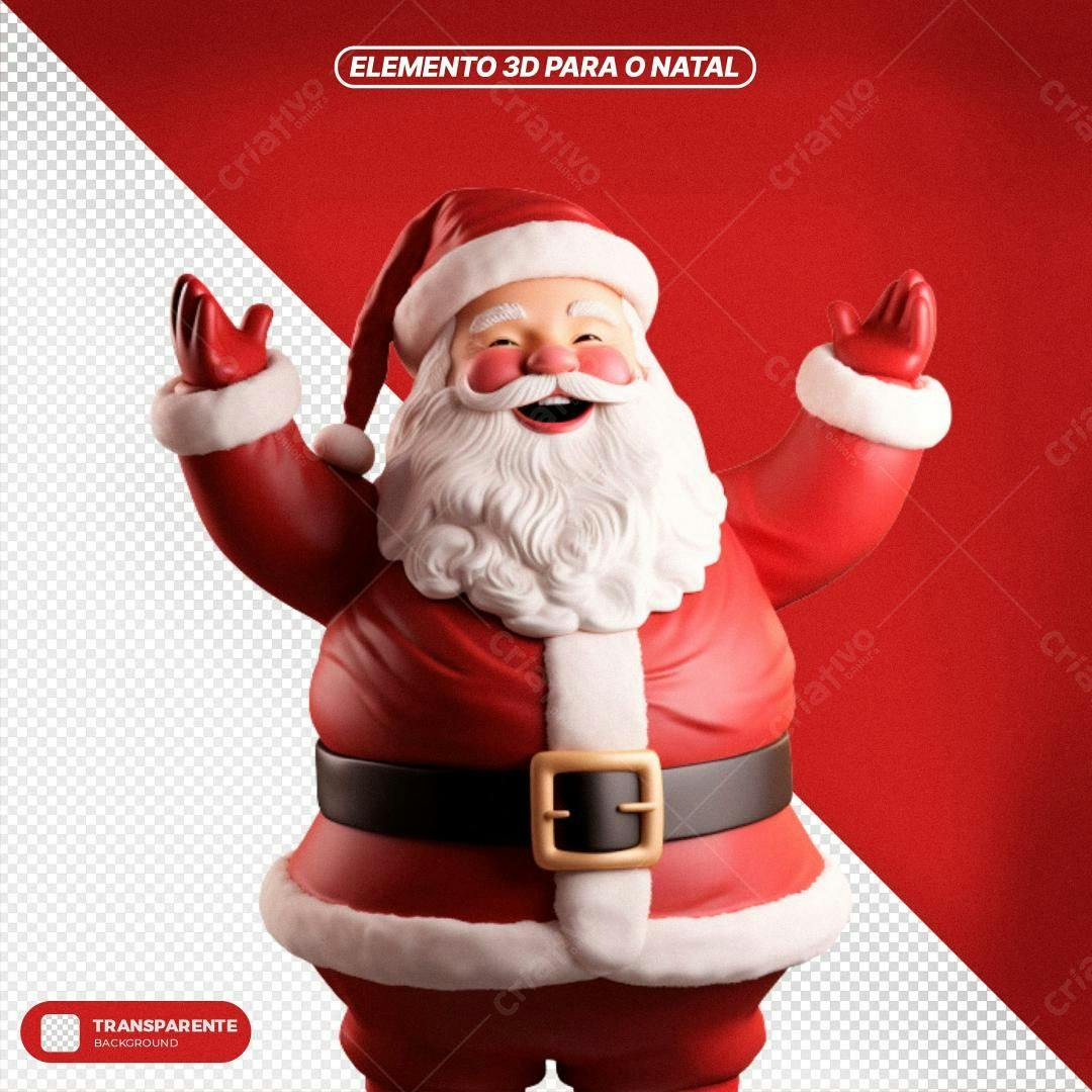 Icone Natal Papai Noel 3D PNG com fundo transparente
