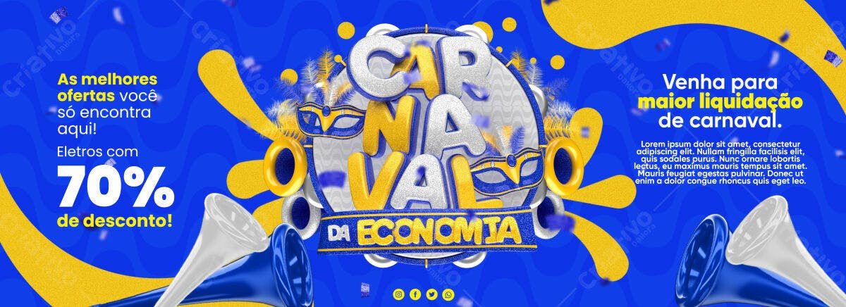 Banner Carnaval com 70% de Desconto PSD Editável
