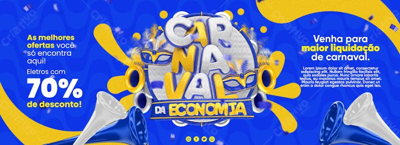 Banner carnaval de ofertas azul psd editável