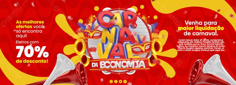 Banner carnaval de ofertas vermelho psd editável